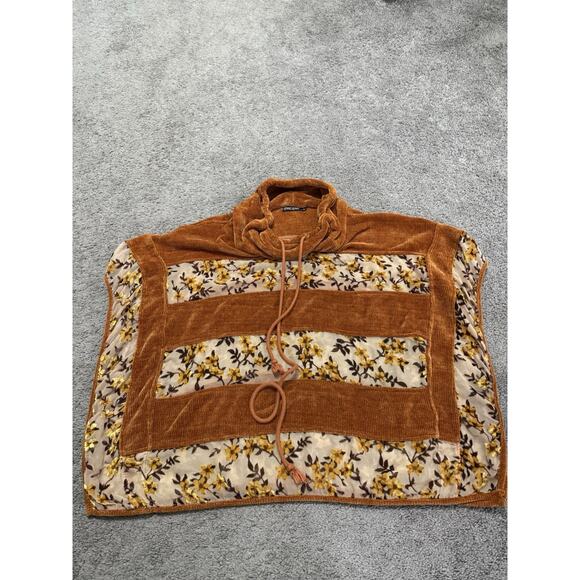 Dor Dor Couture Women's Fall Colors Poncho Velvet Drawstring Pullover Small - Picture 1 of 7
